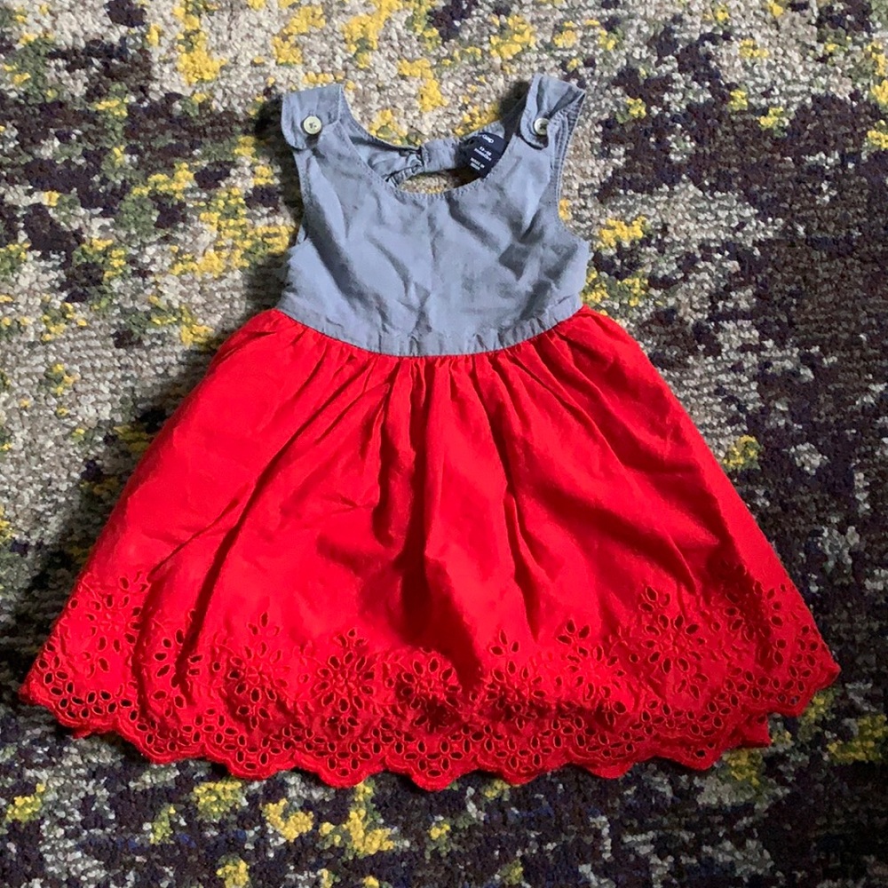 Gap Chambray Eyelet Open Back Dress
